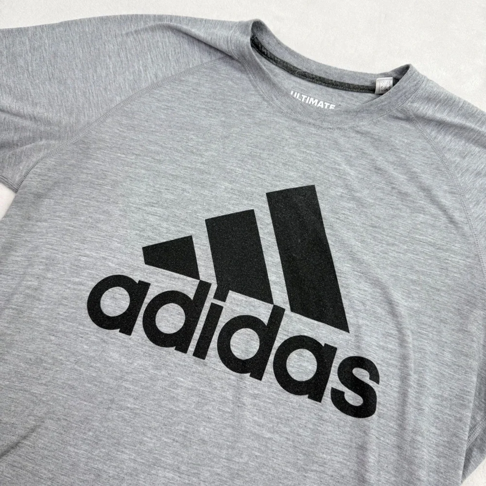 Adidas Ultimate Tee Mens Gray Heather‎ Performance Logo T-Shirt Large 4897A